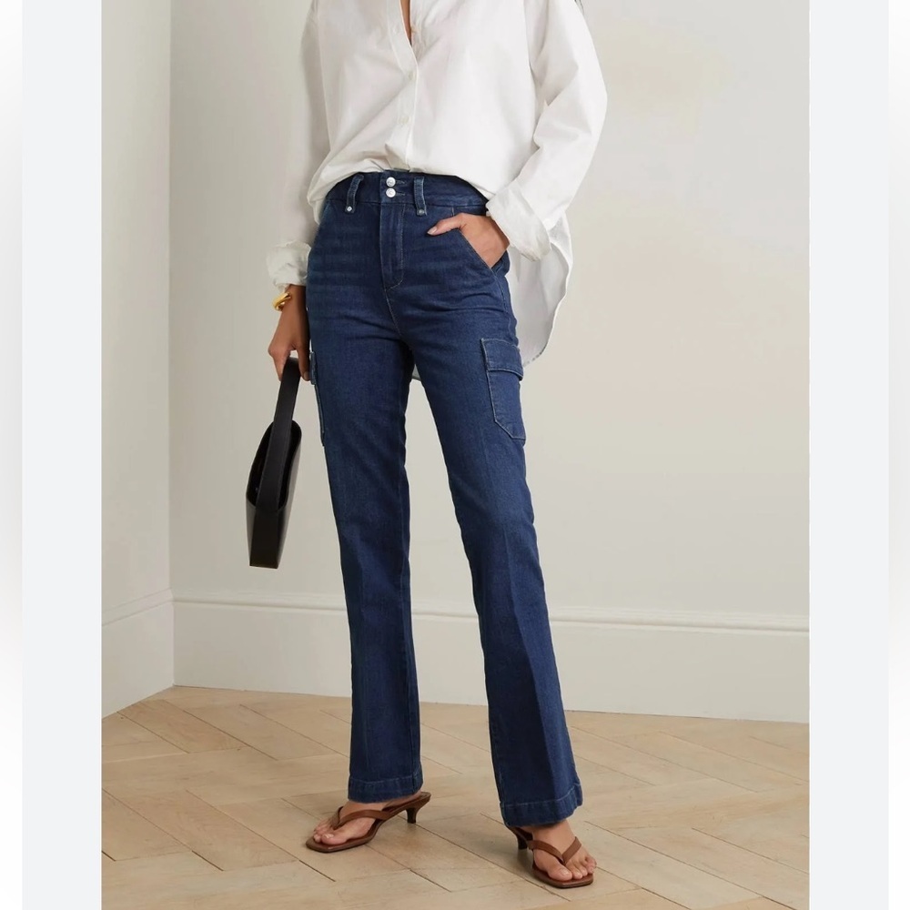 PAIGE Dion High Rise Bootcut Cargo Jeans in Gracie Lou, size 26, EUC - Picture 2 of 15